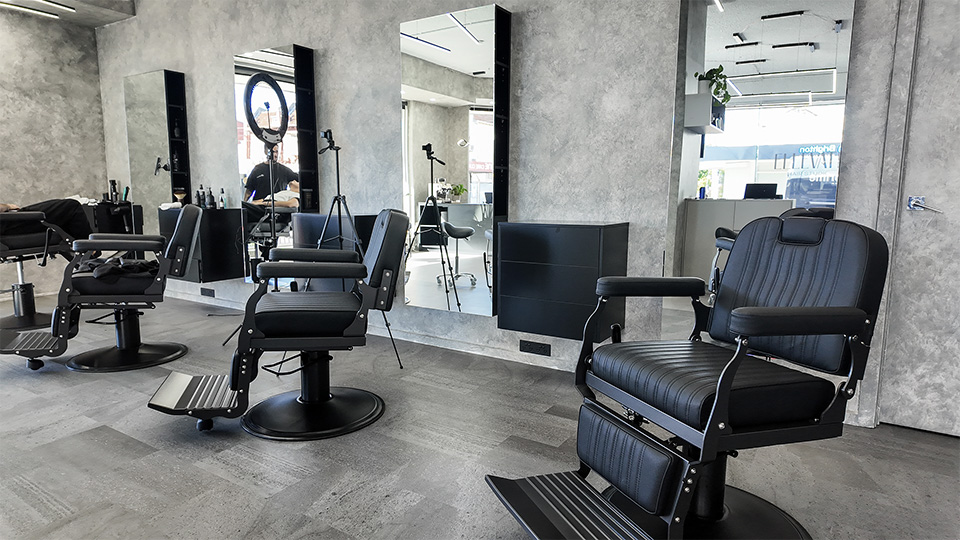Image of barber shop and seats